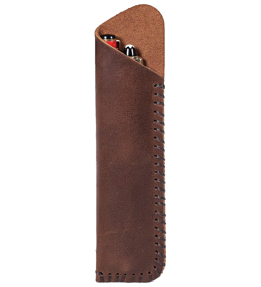 Leather Two Pen Holder handmade - Hand Stitched