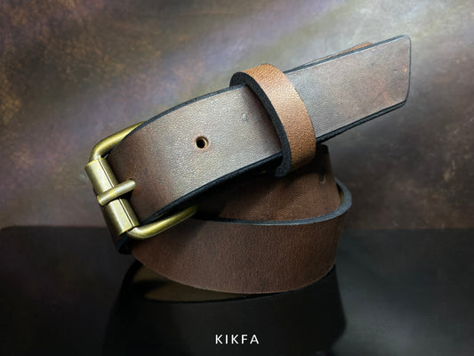 classic Row edge brass buckle belt