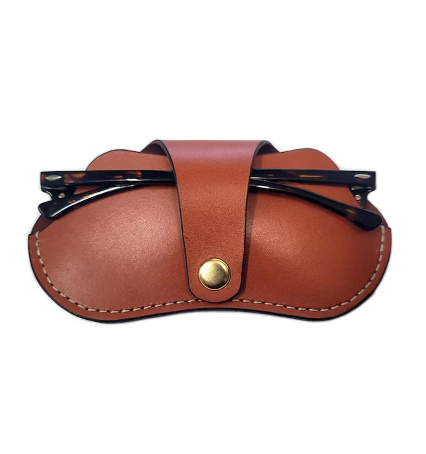 Handmade Leather Sunglasses Case – Slim Eyeglass Holder with Snap Closure Handmade - Hand Stiched