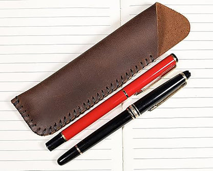 Leather Two Pen Holder handmade - Hand Stitched