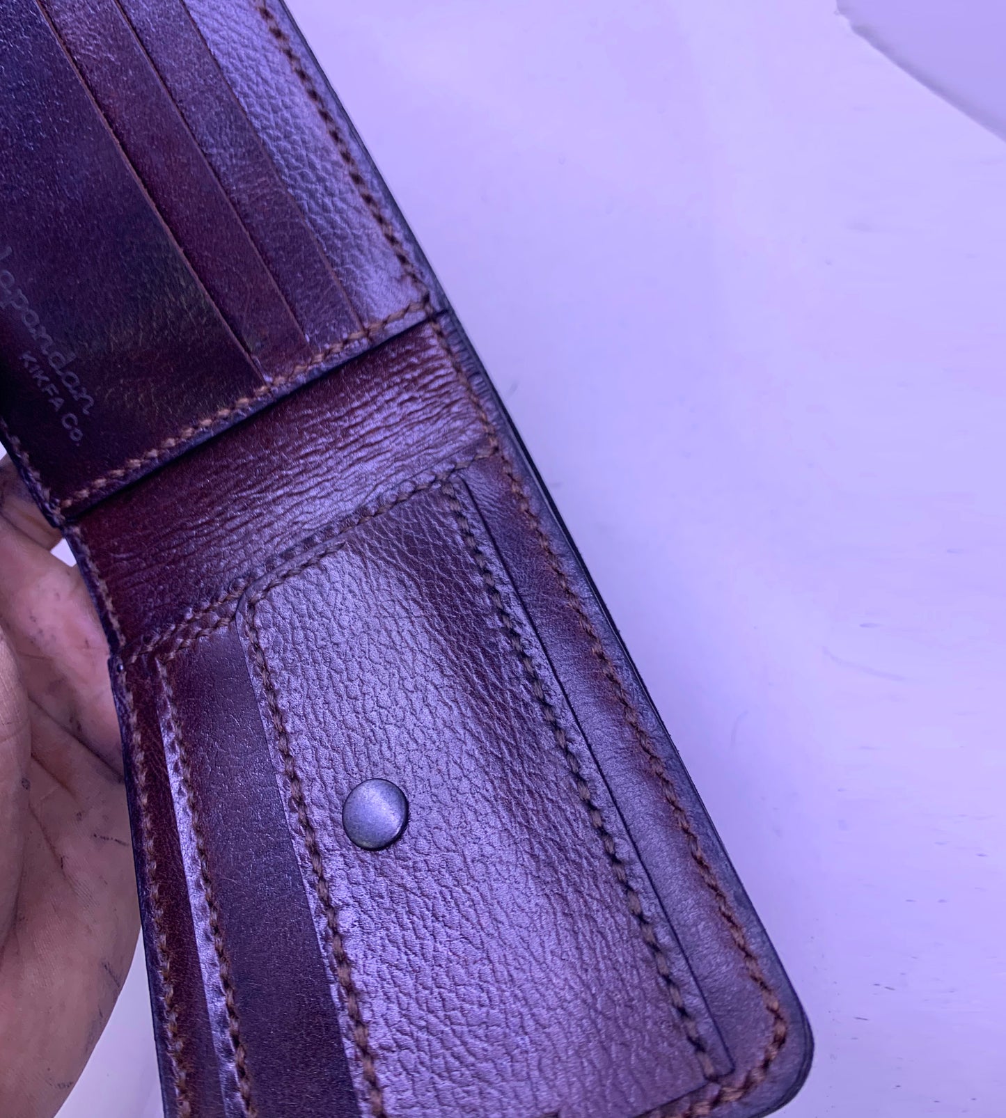 Oiled bifold wallet, Handmade Hand-Stitched