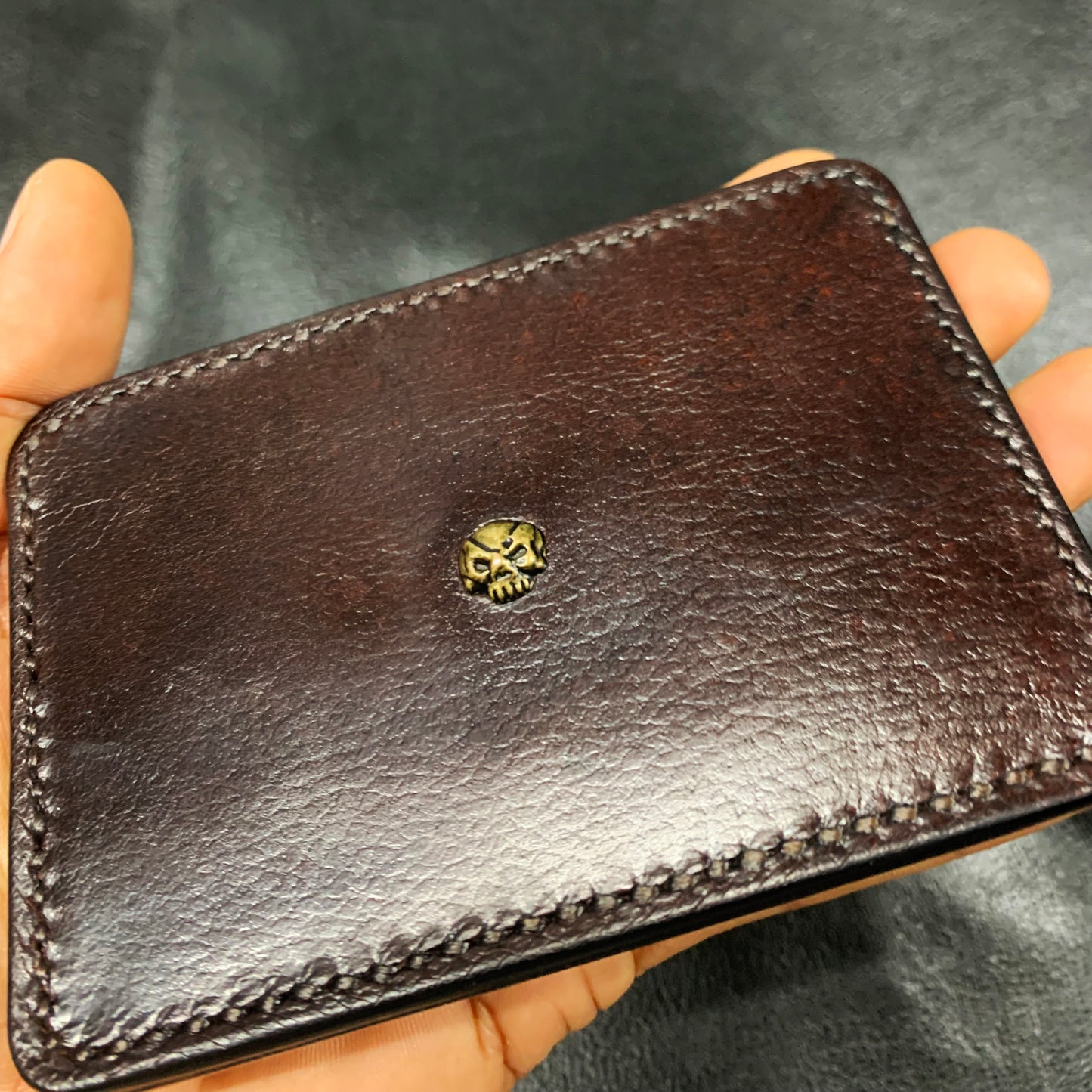 SKULLCODE SIDESLOT Oiled leather, Handmade Hand-Stitched