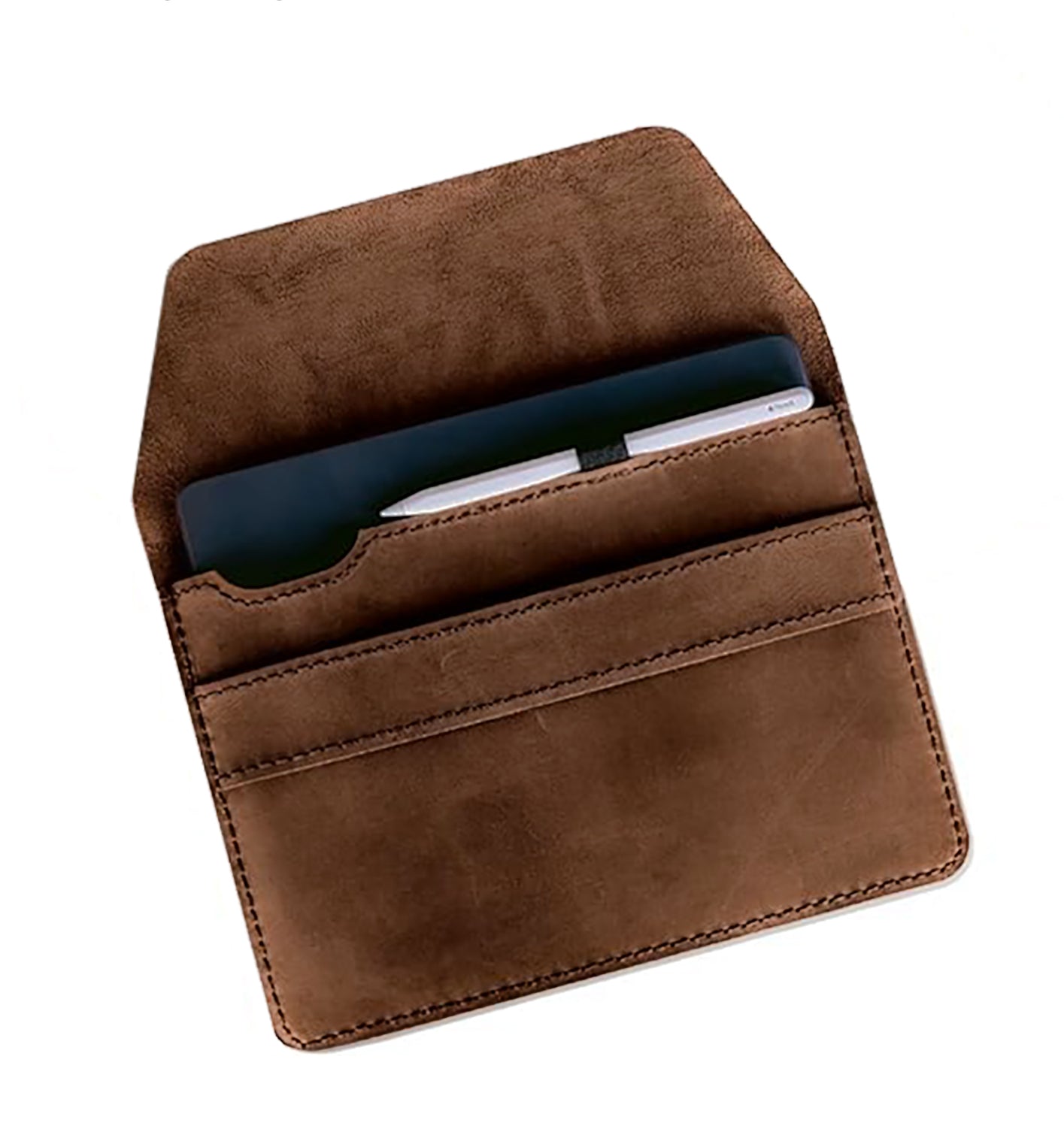 Top-Grain Leather Case for iPad Pro 13, iPad Air 13 & iPad Pro 12.9 M1/M2 with Pencil Holder - Handmade - Hand Stitched