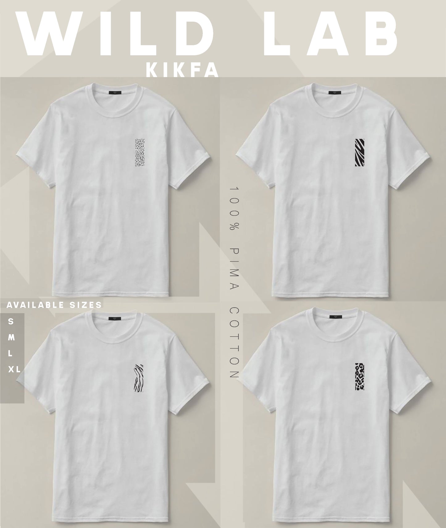 WildLAB White WHITE animal skin printed tee
